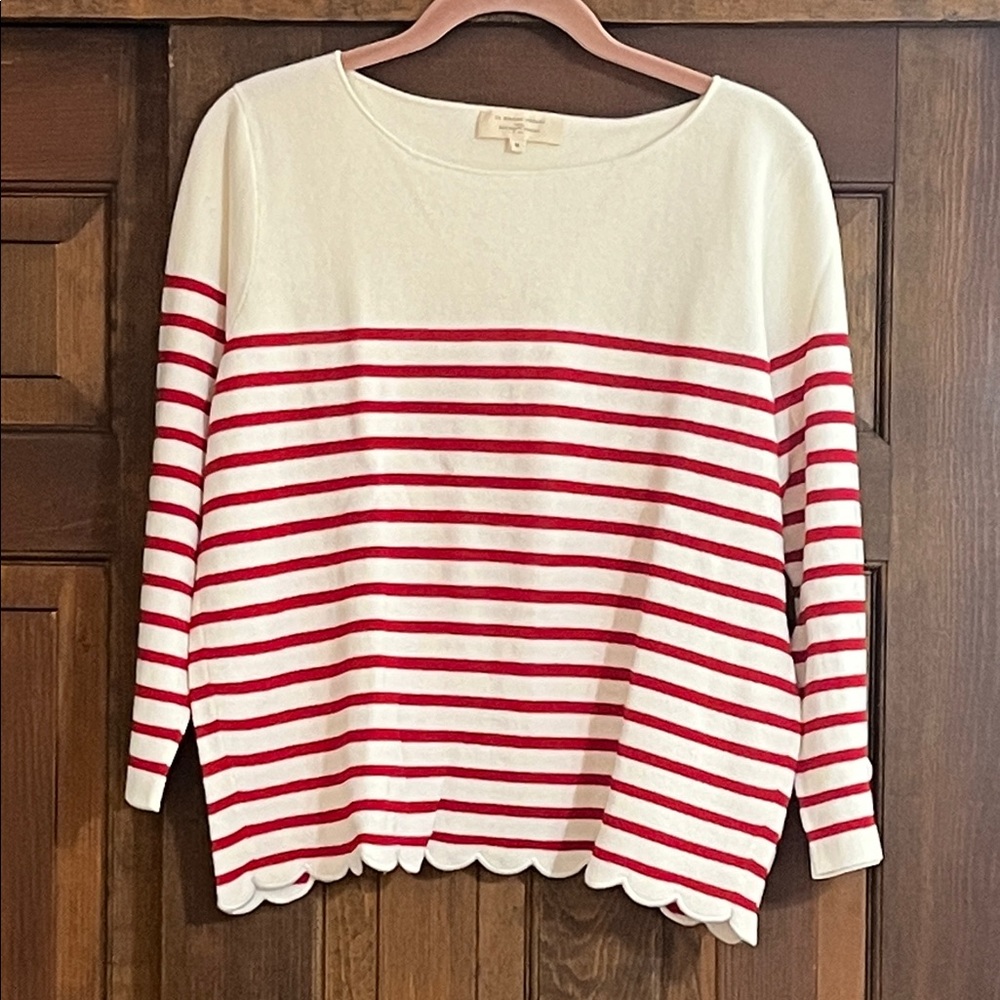 Sezane Striped Red and White Sweater